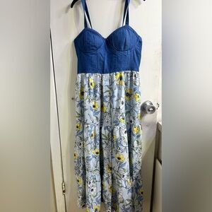 Floral Blue and Yellow Women's Dress